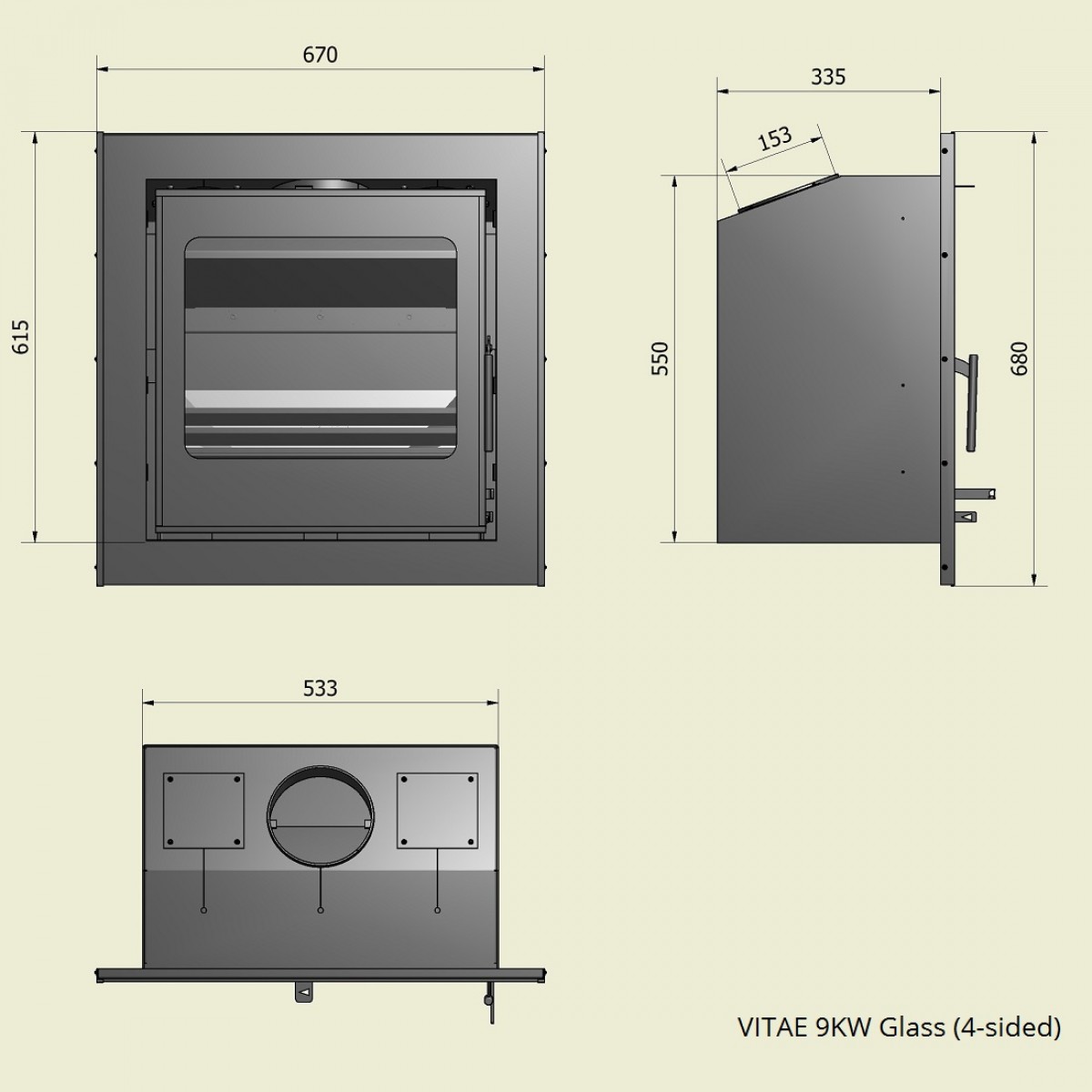 Vitae 9kw MultiFuel Inset Cassette Stove Comfortline in Carlow